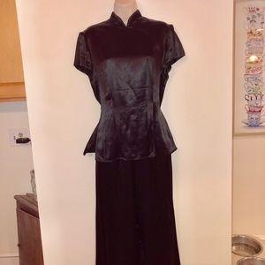 CACHE satin top w/wide leg pant (set) 18.5 pit to pit/